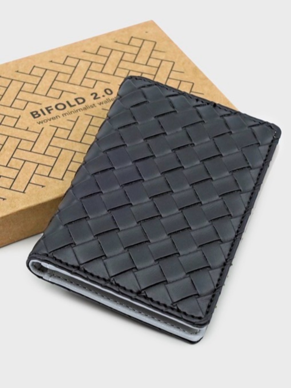 Men's Black Woven Leather Card Holder